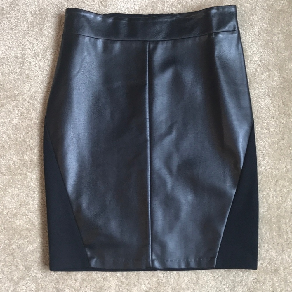 INC faux leather black skirt
